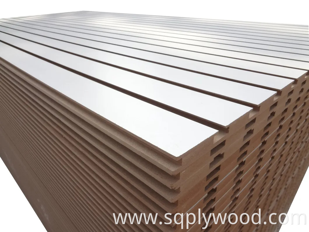 Linyi Factory 2-25mm Melamine Slatwall MDF Fiber Board Slot/Slotted Plain MDF for Furniture